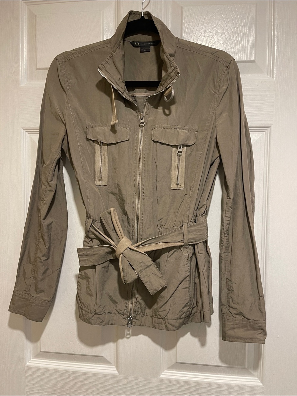 Armani Exchange Lightweight Women's Belted Utility Jacket - Taupe/Khaki